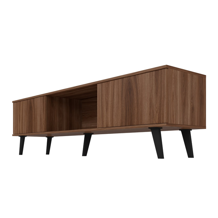 Meuble pour téléviseur Doyers de Manhattan Comfort de 70,87 po de style moderne du milieu du 20e siècle - brun noix