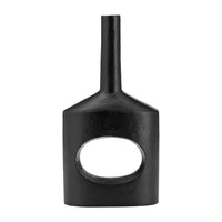 Petit vase moderne de 12 po en métal avec découpe - noir