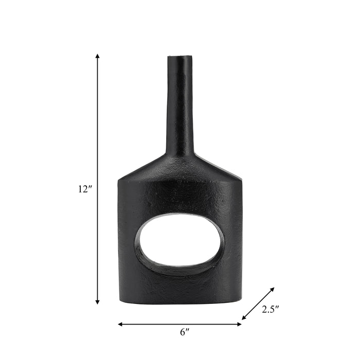 Petit vase moderne de 12 po en métal avec découpe - noir