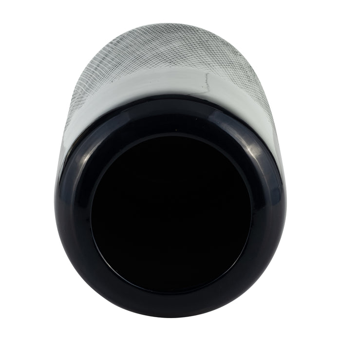 Vase rainuré de 10 po en céramique - bleu marine