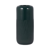Vase rainuré de 12 po en céramique - vert forêt