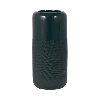 Ceramic 12" Grooved Vase - Forest Green|Vase rainuré de 12 po en céramique - vert forêt