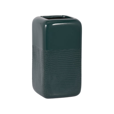 Ceramic 10" Squared Groove Vase - Forest Green|Vase carré rainuré de 10 po en céramique - vert forêt