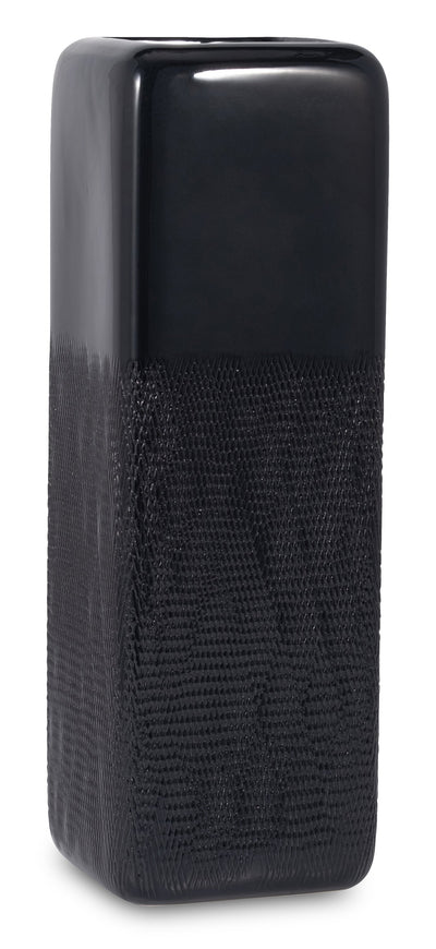 Ceramic 18" Squared Groove Vase - Black | Vase carré rainuré de 18 po en céramique - noir