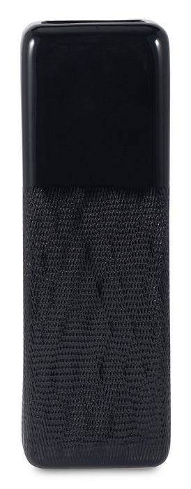 Vase carré rainuré de 18 po en céramique - noir