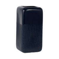 Vase carré rainuré de 12 po en céramique - bleu marine