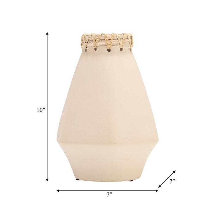 Vase de 10 po en céramique à motif tressé - naturel
