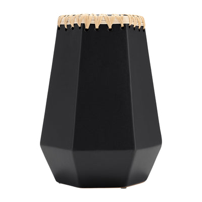 Ceramic 11" Vase with Weaving - Black|Vase de 11 po en céramique à motif tressé - noir