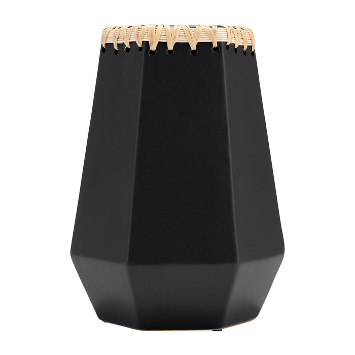 Vase de 11 po en céramique à motif tressé - noir