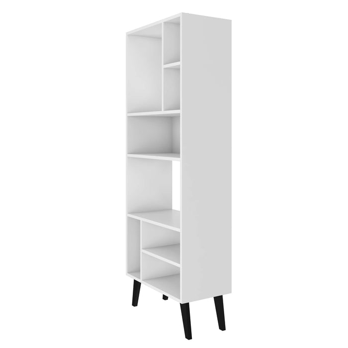 Bibliothèque haute Warren de Manhattan Comfort avec 8 tablettes - blanche et noire