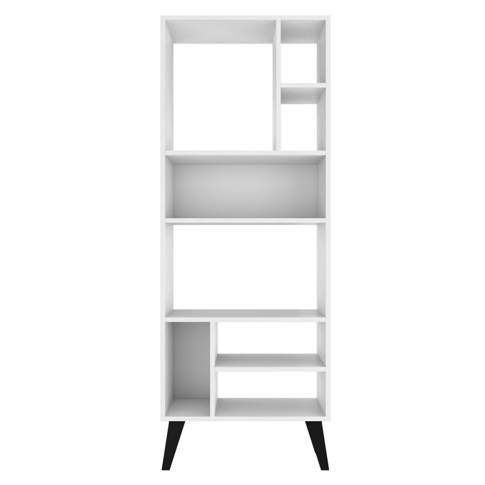 Bibliothèque haute Warren de Manhattan Comfort avec 8 tablettes - blanche et noire