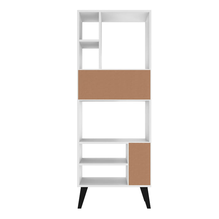 Bibliothèque haute Warren de Manhattan Comfort avec 8 tablettes - blanche et noire