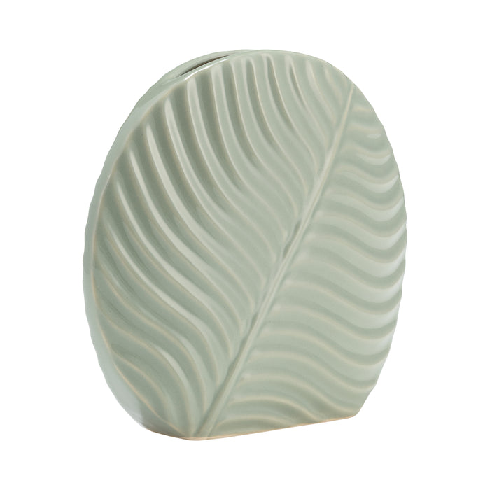 Vase rond de 7 po en céramique à motif botanique - concombre