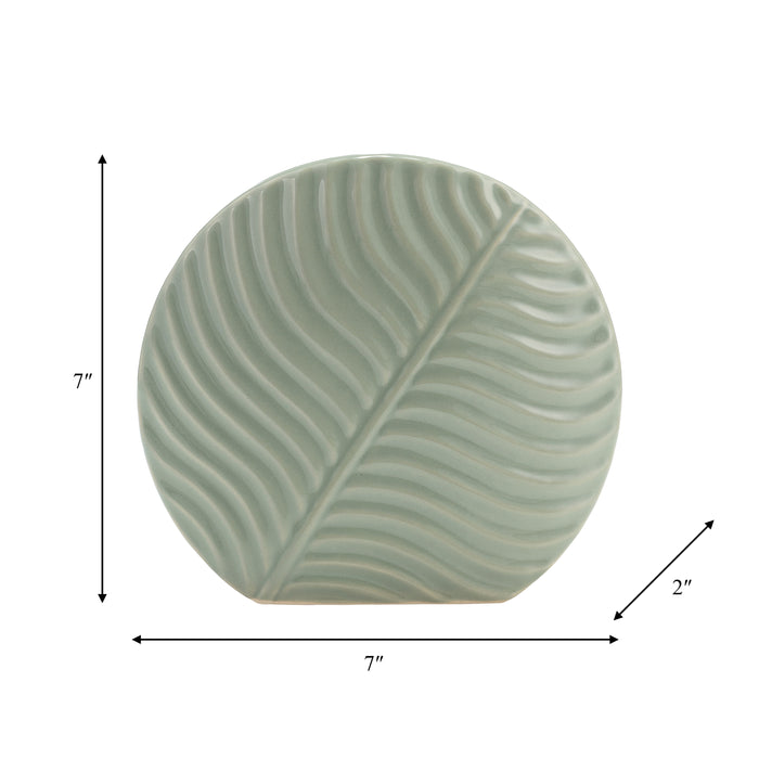 Vase rond de 7 po en céramique à motif botanique - concombre