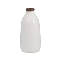  Vase de 12 po en céramique avec texture quadrillée - blanc