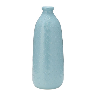 Ceramic 16" Circles Vase - Aqua Haze | Vase de 16 po en céramique à motif de cercle - brume turquoise