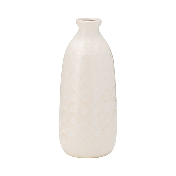 Vase de 12 po en céramique à motif de cercle - beige