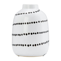 Vase à fleurs de 9 po en céramique à motif de points tourbillonnants - noir et blanc
