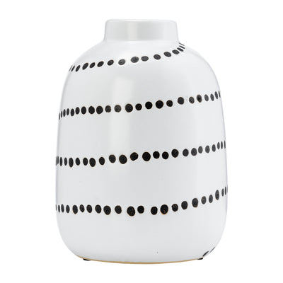 Ceramic 9" Spiral Dot Flower Vase - White and Black|Vase à fleurs de 9 po en céramique à motif de points tourbillonnants - noir et blanc