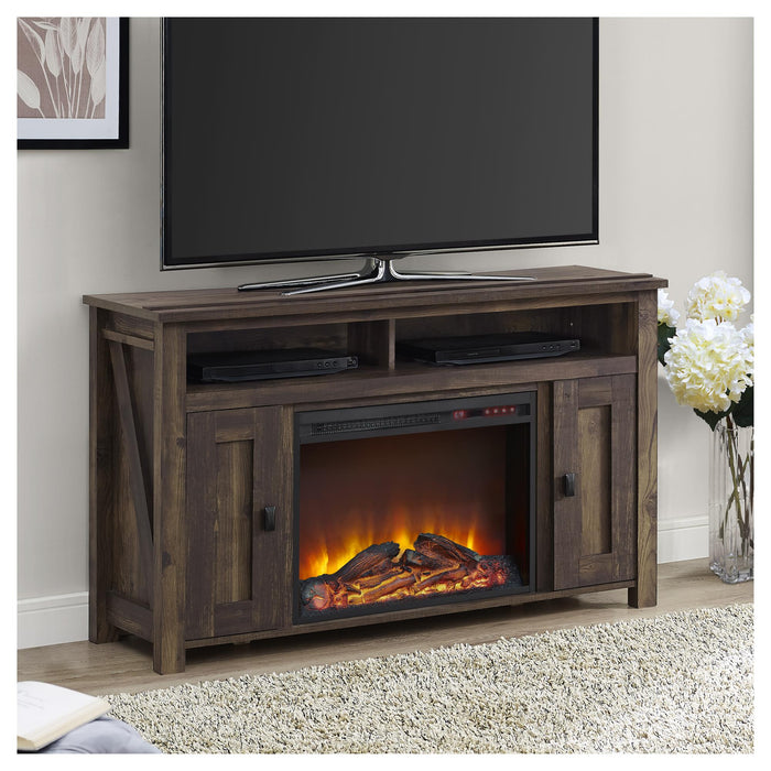 Console pour téléviseur Farmington d’Ameriwood Home avec foyer électrique pour téléviseurs jusqu’à 50 po - pin rustique