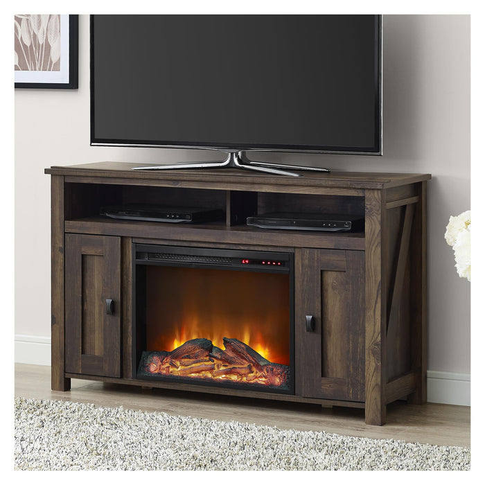 Console pour téléviseur Farmington d’Ameriwood Home avec foyer électrique pour téléviseurs jusqu’à 50 po - pin rustique