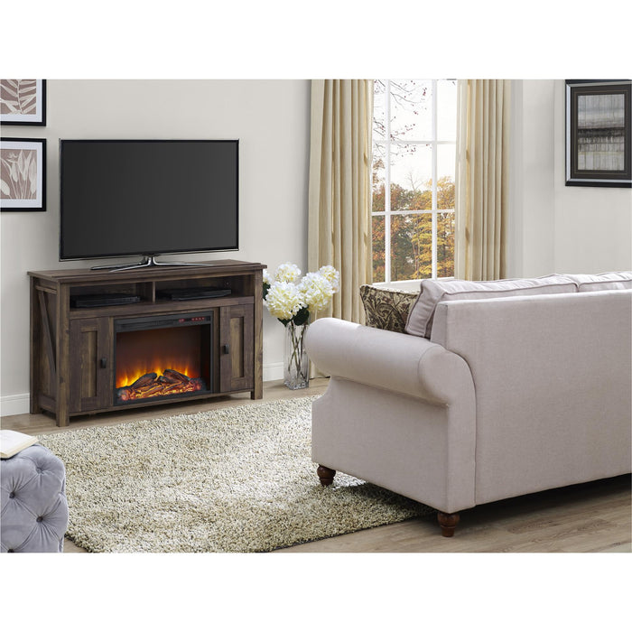 Console pour téléviseur Farmington d’Ameriwood Home avec foyer électrique pour téléviseurs jusqu’à 50 po - pin rustique
