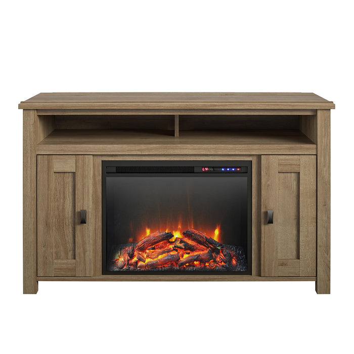 Console pour téléviseur Farmington d’Ameriwood Home avec foyer électrique pour téléviseurs jusqu’à 50 po - naturelle