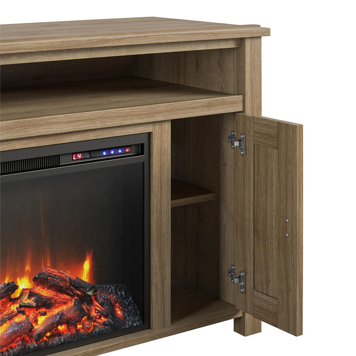 Console pour téléviseur Farmington d’Ameriwood Home avec foyer électrique pour téléviseurs jusqu’à 50 po - naturelle