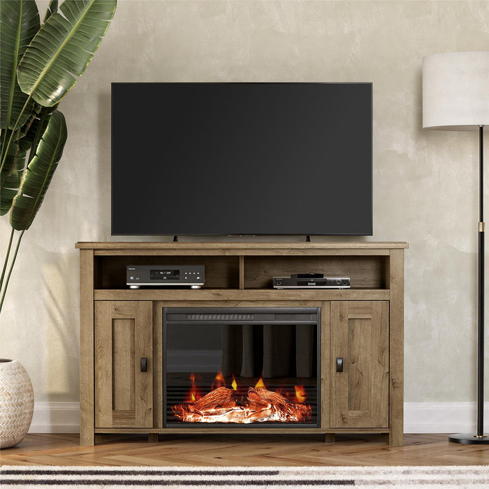 Console pour téléviseur Farmington d’Ameriwood Home avec foyer électrique pour téléviseurs jusqu’à 50 po - naturelle