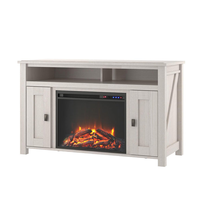 Console pour téléviseur Farmington d’Ameriwood Home avec foyer électrique pour téléviseurs jusqu’à 50 po - chêne ivoire