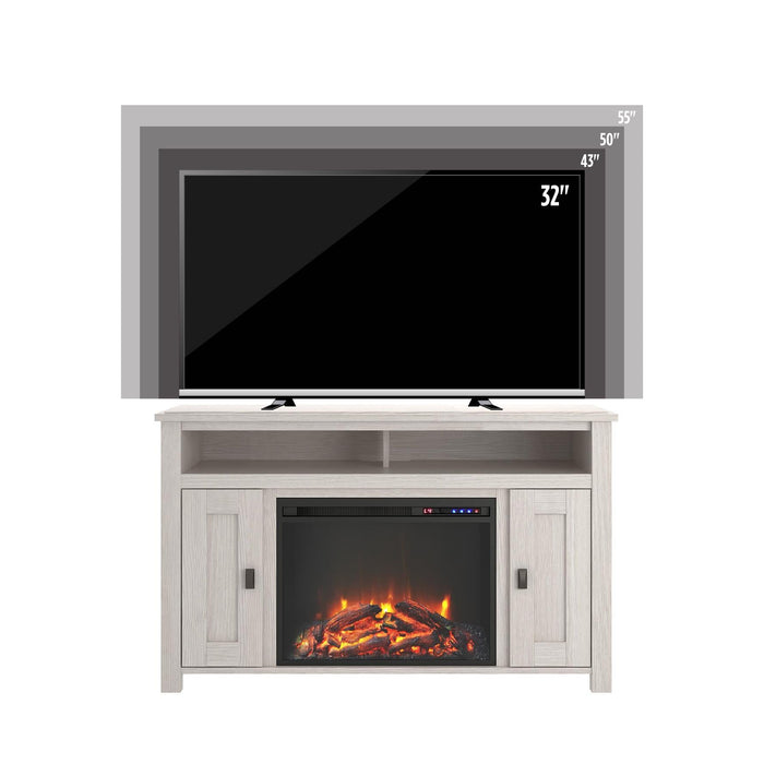 Console pour téléviseur Farmington d’Ameriwood Home avec foyer électrique pour téléviseurs jusqu’à 50 po - chêne ivoire