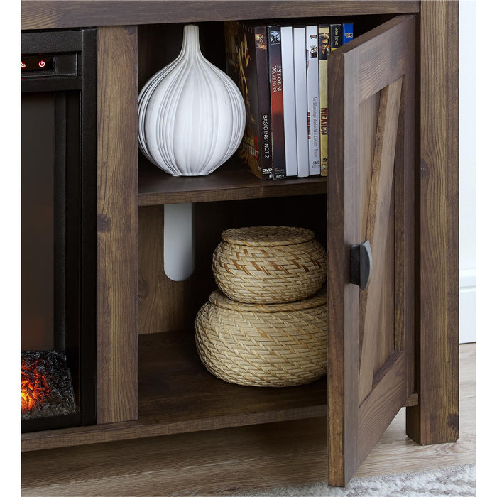 Console pour téléviseur Farmington d’Ameriwood Home avec foyer électrique pour téléviseurs jusqu’à 60 po - pin rustique