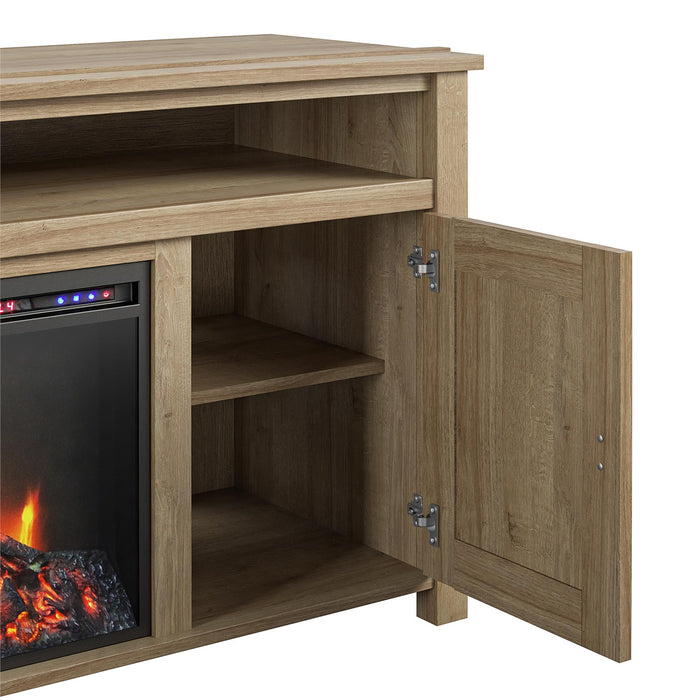 Console pour téléviseur Farmington d’Ameriwood Home avec foyer électrique pour téléviseurs jusqu’à 60 po - naturelle
