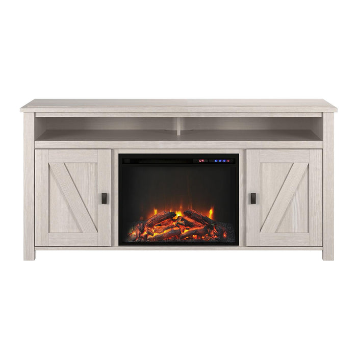 Console pour téléviseur Farmington d’Ameriwood Home avec foyer électrique pour téléviseurs jusqu’à 60 po - chêne ivoire