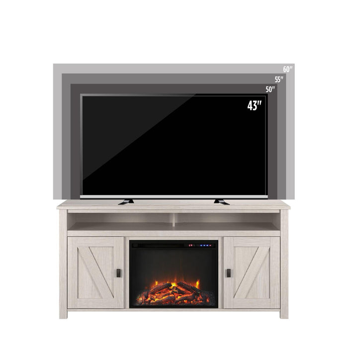 Console pour téléviseur Farmington d’Ameriwood Home avec foyer électrique pour téléviseurs jusqu’à 60 po - chêne ivoire