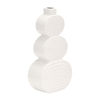 Vase de 10 po en céramique avec cercles superposés - blanc