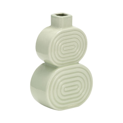 Ceramic 10" Stacked Circles Vase - Cucumber|Vase de 10 po en céramique avec cercles superposés - concombre