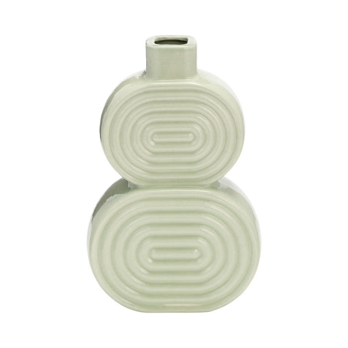 Vase de 10 po en céramique avec cercles superposés - concombre