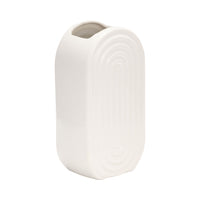 Vase ovale strié de 9 po en céramique - blanc