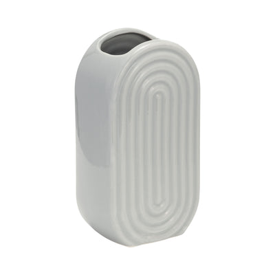 Ceramic 9" Oval Ridged Vase - Glacier|Vase ovale strié de 9 po en céramique - glacier