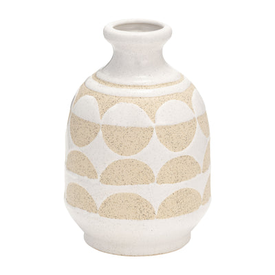 Ceramic 10" Half Circles Vase - Ivory|Vase de 10 po en céramique à motif de demi-cercles - ivoire
