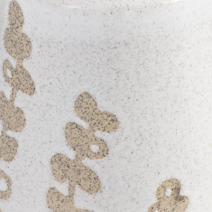 Vase de 10 po en céramique à motif botanique - ivoire