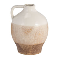 Vase carafe de 9 po en céramique - blanc et tan