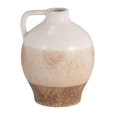Ceramic 9" Jug Vase - White and Tan|Vase carafe de 9 po en céramique - blanc et tan