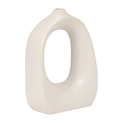 Stoneware 11" Curvy Cut-Out Vase - White|Vase courbé de 11 po en grès avec découpe - blanc