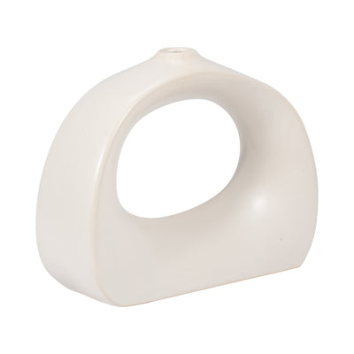 Stoneware 7" Curvy Cut-Out Vase - White|Vase courbé de 7 po en grès avec découpe - blanc