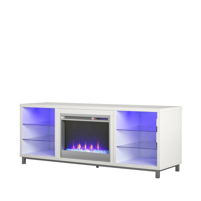 Meuble pour téléviseur Lumina d’Ameriwood Home avec foyer électrique pour téléviseurs jusqu’à 70 po - blanc