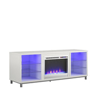 Meuble pour téléviseur Lumina d’Ameriwood Home avec foyer électrique pour téléviseurs jusqu’à 70 po - blanc