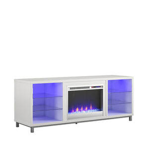 Meuble pour téléviseur Lumina d’Ameriwood Home avec foyer électrique pour téléviseurs jusqu’à 70 po - blanc