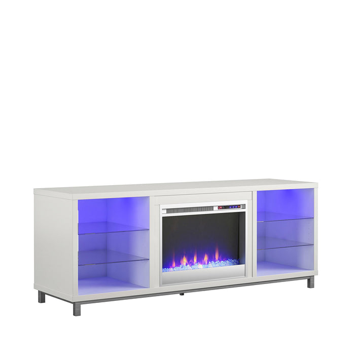 Meuble pour téléviseur Lumina d’Ameriwood Home avec foyer électrique pour téléviseurs jusqu’à 70 po - blanc